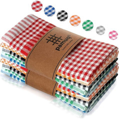 Хлопковые чайные полотенца - 100% | Комплект из 5 | 45 x 65 см + петля для подвешивания | Винтажный вид в клетку | Кухонные чайные полотенца, хлопков