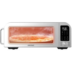 Cecotec Forno Bravo Elektroofen mit Fenster für Pizza & Co Forno Bravo, 2000 Вт, Fassungsvermögen 18 л, Edelstahl, flaches Design für Pizza, 9 Portionen, Umluftventilator, 15 Modi