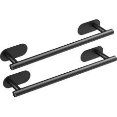 Упаковка из 2 полотенцесушителей Без сверления Нержавеющая сталь Полотенцесушитель для ванной комнаты 40 см Черный