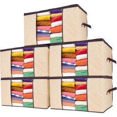 Большие мешки для хранения одежды - Прочный тканевый органайзер для шкафа - Складное решение для хранения в шкафу или под кроватью - Контейн