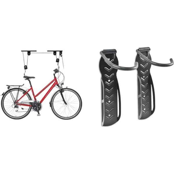 Relaxdays Стойка для хранения велосипедов - Макс. 20 кг - потолочное крепление для велосипедов с тросовым шкивом для гаража или подвала - черный