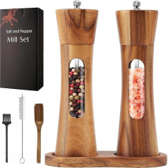 Набор акриловых мельниц для соли и перца Деревянные ручные мельницы для специй с регулируемым керамическим шлифовальным стержнем, ручные 