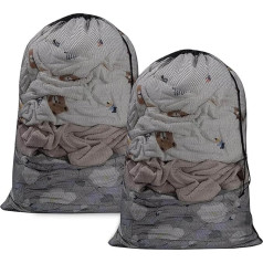 2 x Netz-Wäschesäcke, 60 x 90 см, Kordelzug-Wäschesack, feines Netz, Waschmaschinenbeutel, groß, Wäschenetzbeutel für Wohnungen, Feinwäsche, College Dor (schwarz)