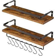 IBUYKE RF-TM008S Комплект из 2 настенных полок, 42 x 15 x 8 см, настенные плавающие полки, декоративные полки с полотенцедержателем, настенная вешалка д