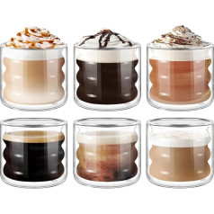 ecooe Уникальные спиральные стаканы 120 мл Стаканы для эспрессо с двойными стенками Набор из 6 стаканов с двойными стенками Стаканы для кофе Ст