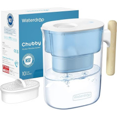 Кувшин-фильтр для воды Waterdrop Chubby 3,5 л с 1 x 90-дневным картриджем, уменьшает накипь, хлор, свинец, медь в воде, сертифицирован NSF, не содержит бис