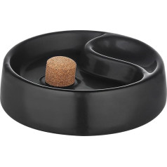 Черная керамическая пепельница с нокером и поддоном для трубки