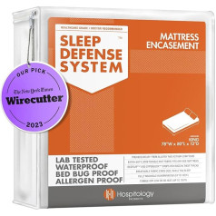HOSPITOLOGY PRODUCTS Sleep Defense System King Наматрасник на молнии, гипоаллергенный, водонепроницаемый, устойчивый к постельным клопам и пылевым клещам, раст