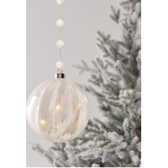 Lights4fun LED Рождество Bauble Стекло со Стеклянными Бусинами Теплый Белый Батарея Рождественская Елка Baubles Рождественская Елка Bauble Стекло