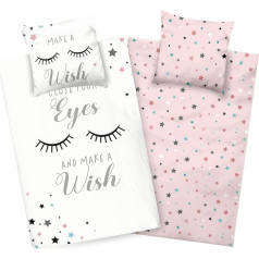 Aminata дети Постельное белье 135 х 200 см звезды ресницы подросток девушки хлопок розовый белый YKK молнии облако говоря подростки детский двусто