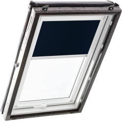 Оригинальная рулонная штора Roto Blackout ZRV Almost Full Blackout Guide Rail White для мансардных окон Roto Designo R4/R7 и серии Classic 43/73 с размерами 094/118 | 09/11, цвет Night Blue