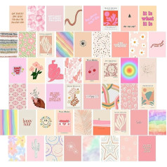 Розовый датский пастельный декор для комнаты, датский пастельный набор для коллажа, розовые эстетичные постеры для декора стен, 50 штук (4 x 6 