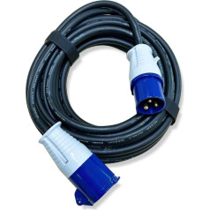 IntuiFlex 10 m CEE Camping Cable Set - Camping Power Cable H07RNF 3G2.5 3 x 2.5 mm 230 V 16 A IP44 + 2 Velcro Fasteners - Extension Cable - Motorhome Cable Connector Coupling Velcro Tape - CEE Cable