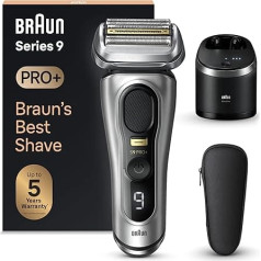 Мужская электробритва Braun Series 9 Pro+ с 5 профессиональными бритвенными элементами, триммером для длинных волос ProTrimmer и станцией очистки, врем