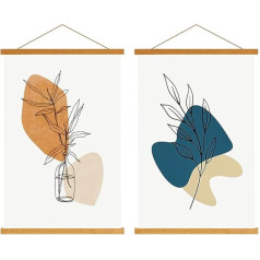 Sanauto C0 Poster Frame Hanger 36 Inch Magnetic Wooden Poster Hanging Rails Magnetic Frame Hanging Holds 90 x 60 cm 91 x 61 cm Landscape Large Wall Map (91 cm, Teak, 2 Packs)