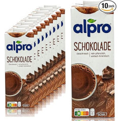 Alpro - Упаковка из 10 соевых напитков шоколад 1 литр - соевый напиток Choco Soya Drink 100% растительного происхождения