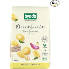 Byodo Organic Bright Orecchiette - итальянские макароны из экологически чистых культур, 6 x 500 г - идеально подходят для средиземноморских блюд, веганские и 