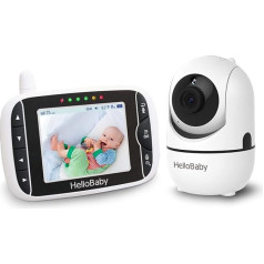 HelloBaby Радионяня с камерой HB65, 3,2-дюймовый дисплей, видеоняня, угол обзора 360 градусов, дистанционное управление камерой, ночное видение, домо