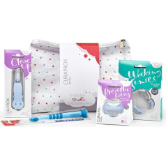 Подарочный набор Curaprox Baby светло-голубой с прорезывателем, нагги, держателем для нагги и ультрамягкой детской зубной щеткой