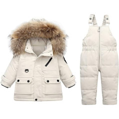 Generic Baby Winter Overall Set Thick Warm Down Coat with Hood Soft Down Coat Paraks Overall Snowsuit Set Bomber Jacket Ladies Sweat Jacket