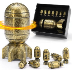 ZHOORQI DND Набор кубиков с контейнером для вращающихся ракетных кубиков, многогранные металлические кубики киберпанк пули для Warhammer 40K, RPG, D&D по