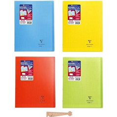 Упаковка из 4 блокнотов Koverbook 2 в 1 24 x 32 см 140 страниц Clairefontaine + 1 линейка Закладка Цветочный дизайн