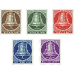 Марки Берлин 1953, Ми. № 101-105, Колокол Свободы - хлопушка в центре; монетный двор NH