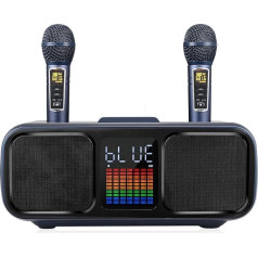Караоке машина, караоке набор портативных детей с 2 беспроводными микрофонами, светодиодный свет, музыкальная шкатулка PA системы для домаш
