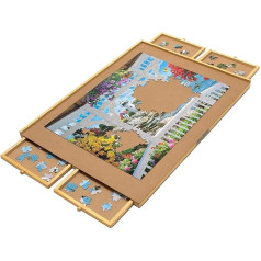 Полноразмерный пазл Bits and Pieces Jumbo Puzzle, гладкая доска, древесноволокнистая плита, столешница, четыре выдвижных ящика для завершения этой сис
