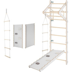 MAMOI® Indoor Climbing Frame, Wall Bars for Children's Room, Gymnastics Rings Children for Climbing, Climbing Wall and Play Equipment, Gym Equipment with Pull-Up Bar for Indoors, Sports Equipment from