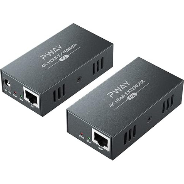 PWAY 4K HDMI Extender Over Etherent, 100m/328ft Передача по сетевому кабелю Cat5e/6/7/8 Поддержка локальной сети, 4K@30HZ