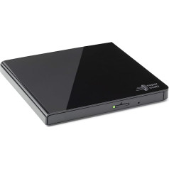 Hitachi-LG GP57 Ultra Slim External Portable Super Multi DVD Writer, USB 2.0, DVD+/-RW, CD-RW, DVD-ROM/RAM Compatible, TV Port, Windows 10 & Mac OS Compatible, Black