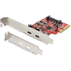 StarTech.com PCIe USB 3.1 Card (2 порта, 2x USB-C 3.1 Gen 2, 10 Гбит/с, PCIe Gen 3 x4, чипсет ASM3142, PCI Express USB-C Card)