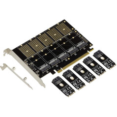KALEA-INFORMATIQUE PCIe 3.1 x16 Controller Card for 5 M2 SSD (M.2 NGFF B Key или B+M Key SATA) or SATA Hard Drives High Low Profile with Chipset JMB585