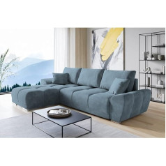 Ml Furniture Ltd ML Furniture Velvet L-Shaped Corner Sofa - Морской диван - Диван с местом для хранения и подушками - Раздвижной диван-кровать - Диван с функцией сна - Д