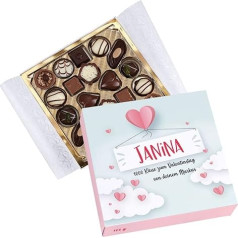Шоколадные конфеты Herz & Heim® Lindt в романтической упаковке с 3 строками текста на выбор