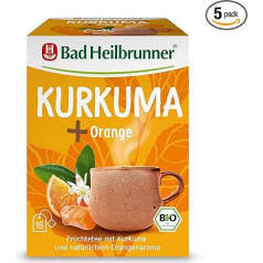 Bad Heilbrunner Organic Turmeric + Orange Tea - травяной чай в фильтр-пакете - куркума, гибискус и апельсины - гармоничное взаимодействие (5 x 15 фильтр-пакетов)