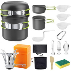 Набор посуды для кемпинга Aischens, набор посуды для кемпинга с газовой плитой, набор кастрюль для приготовления пищи на открытом воздухе, скла