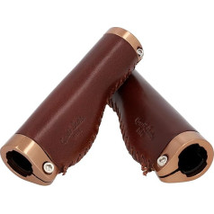 Gusti Phil A. Leather Handlebar Grip, велосипедная ручка, коричневое кожаное металлическое кольцо, роза