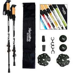 Xtrempro 2 Pack Hiking Poles Trekking Poles Lightweight 7075 Aluminum Alloy Fast Universal Height Flip Lock Handles Secure Cork Grips Padded Straps and All Terrain Adapters (Black)