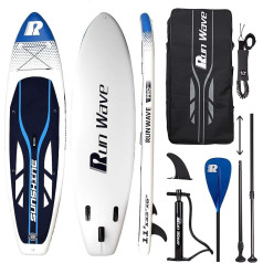 Runwave Надувная доска Stand Up Paddle Board Non-Slip Deck with Premium SUP Accessories Wide Stand Lower Fins for Surf Control Teenagers Adults Beginners