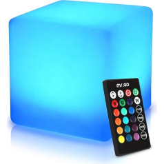 Mr.Go LED Cube Light Mood Light с пультом дистанционного управления, 16 теплых цветов, 8 регулируемых яркостей, 4 режима освещения с изменением цвета RGB, пе