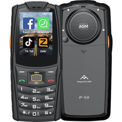 AGM M7 Открытый мобильный телефон без контракта, 4G старший мобильный телефон Dual SIM Супер динамик, IP68 Водонепроницаемый, Facebook/Skype/TikTok 2,4-дюймовы
