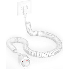 Спиральный удлинитель с заземляющим контактом, от 1,05 м до 5 м Растягивающийся спиральный кабель с обмоткой заземляющего контакта и муфтой 
