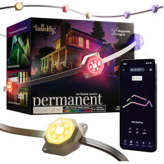 Twinkly Permanente Beleuchtung mit 72 RGB-LEDs, LED-Lichtstreifen für den Außenbereich, Smarte Mehrfarbige LED-Lichter, Kompatibel mit Alexa und Google Home, IP65, App-Steuerung, Weißes Kabel, 30 m