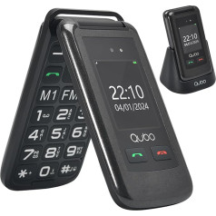 Мобильный телефон Qubo Flip для пожилых людей GSM, мобильный телефон для пожилых людей, 2,4-дюймовый дисплей, высокая громкость, функция SOS, поддер