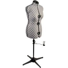 Шитье онлайн Регулируемый манекен портнихи серый с узором в горошек 8 штук средний (M) [размер EUR 44 - 48]
