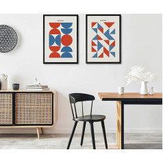 Studio Moien Bauhaus Vintage Modern Set - 2 плаката формата A3 с дизайном Баухаус (в черной рамке)