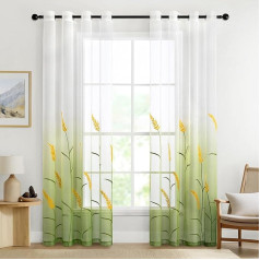 MIULEE Белый цвет градиентные вышитые шторы с люверсами Шторы для спальни в современном стиле 140 x 225 см, зеленый