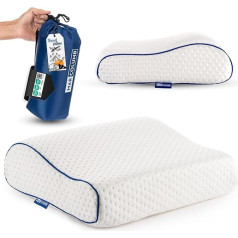 Marcolumb Подушка для путешествий, подушка для кемпинга, эргономичная подушка из пены с эффектом памяти и терморегулирующим чехлом, Oeko-Tex, Made in Gr